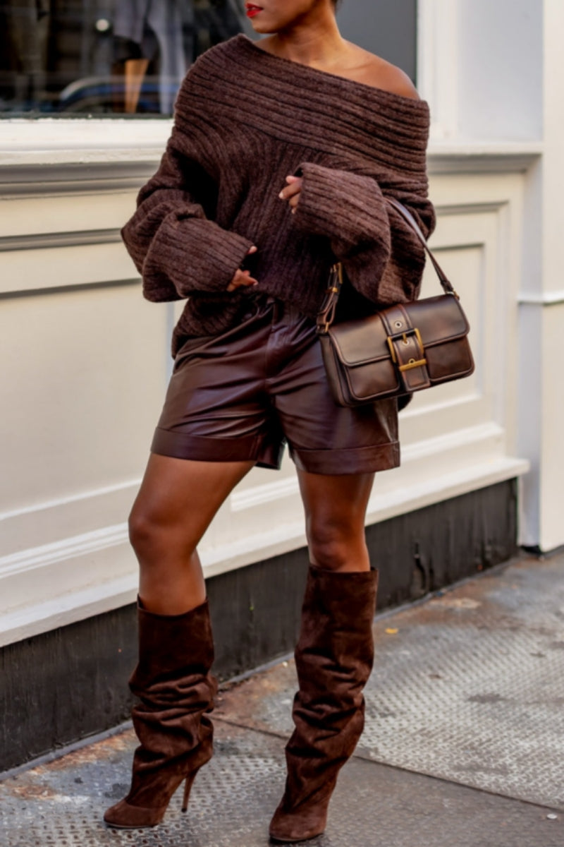 Bohonini Casual Oblique Collar Sweater for Effortless Style