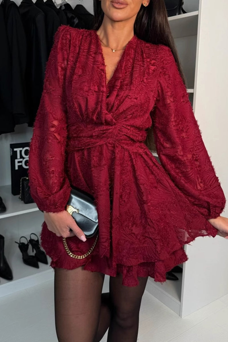 Sexy Cut Out Bow Decor V Neck A Line Dresses - Fashionpara