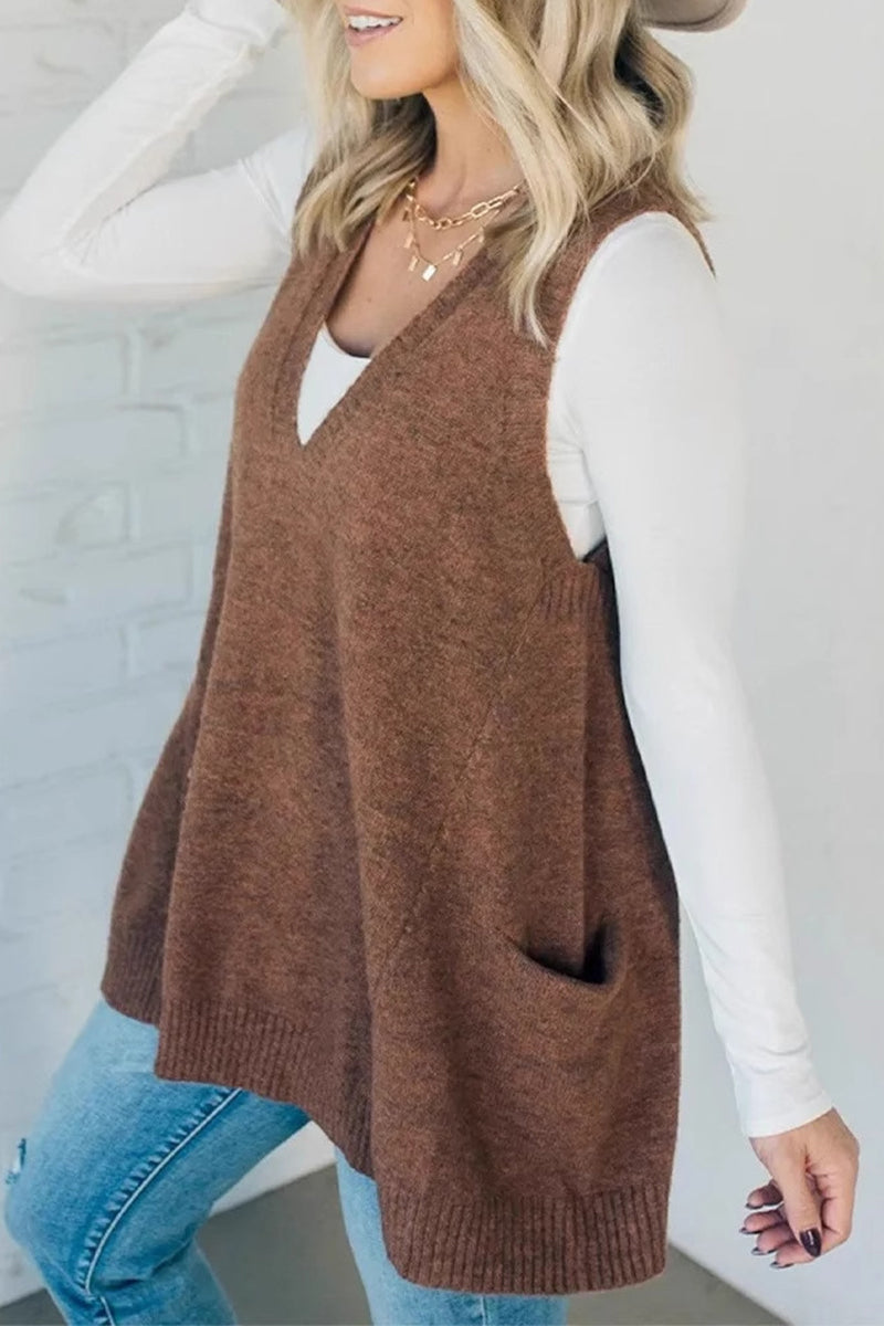 Bohonini Casual V Neck Sweater with Pocket in 5 Colors