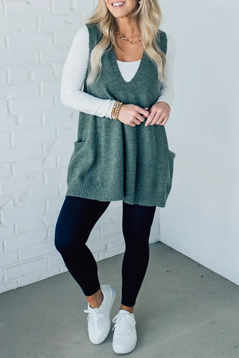 Bohonini Casual V Neck Sweater with Pocket in 5 Colors