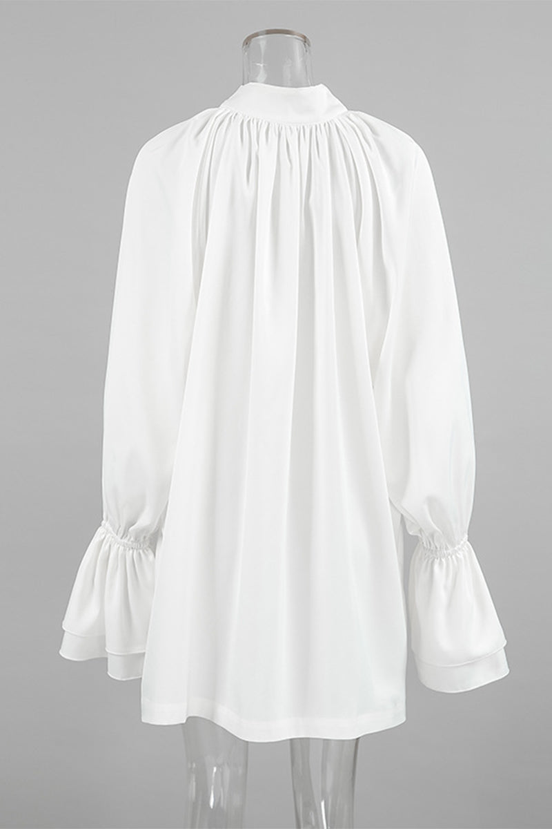 Elegant Lace Up Buckle Ribbon Collar A Line Dresses(3 Colors) - Fashionpara