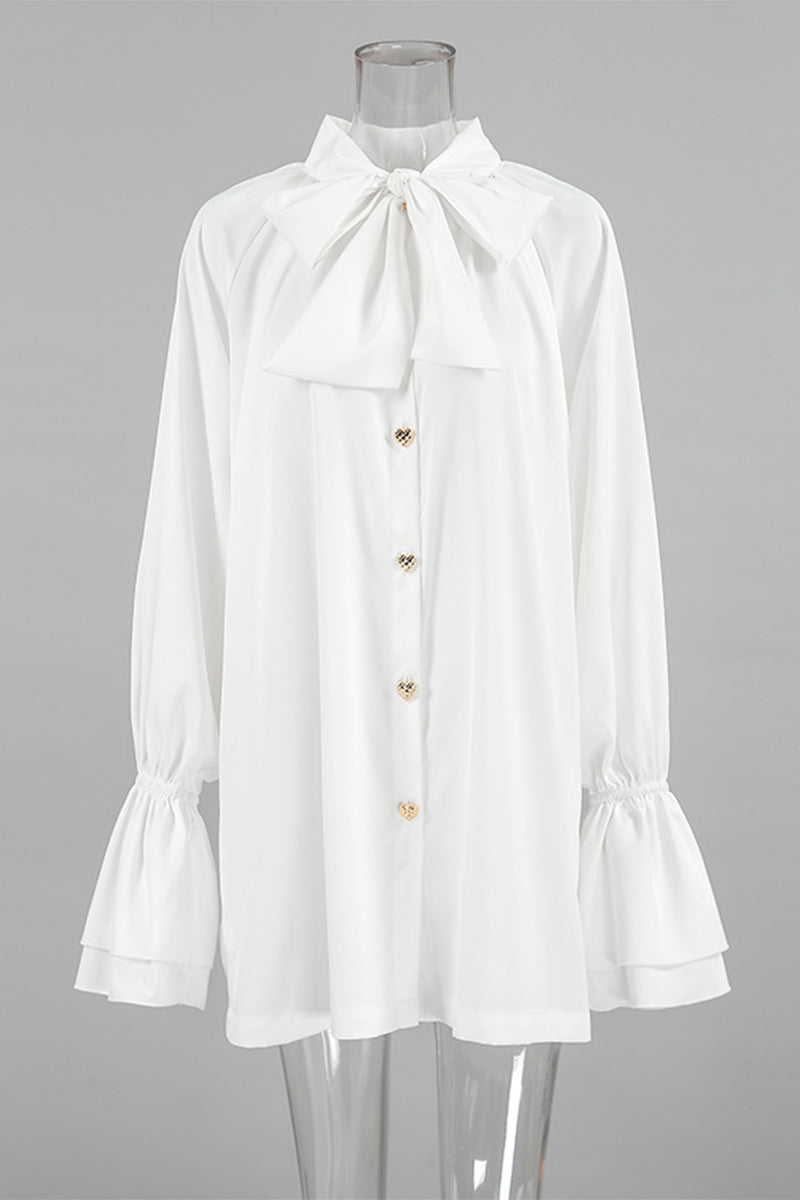 Elegant Lace Up Buckle Ribbon Collar A Line Dresses(3 Colors) - Fashionpara