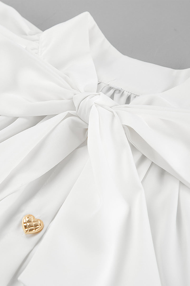 Elegant Lace Up Buckle Ribbon Collar A Line Dresses(3 Colors) - Fashionpara