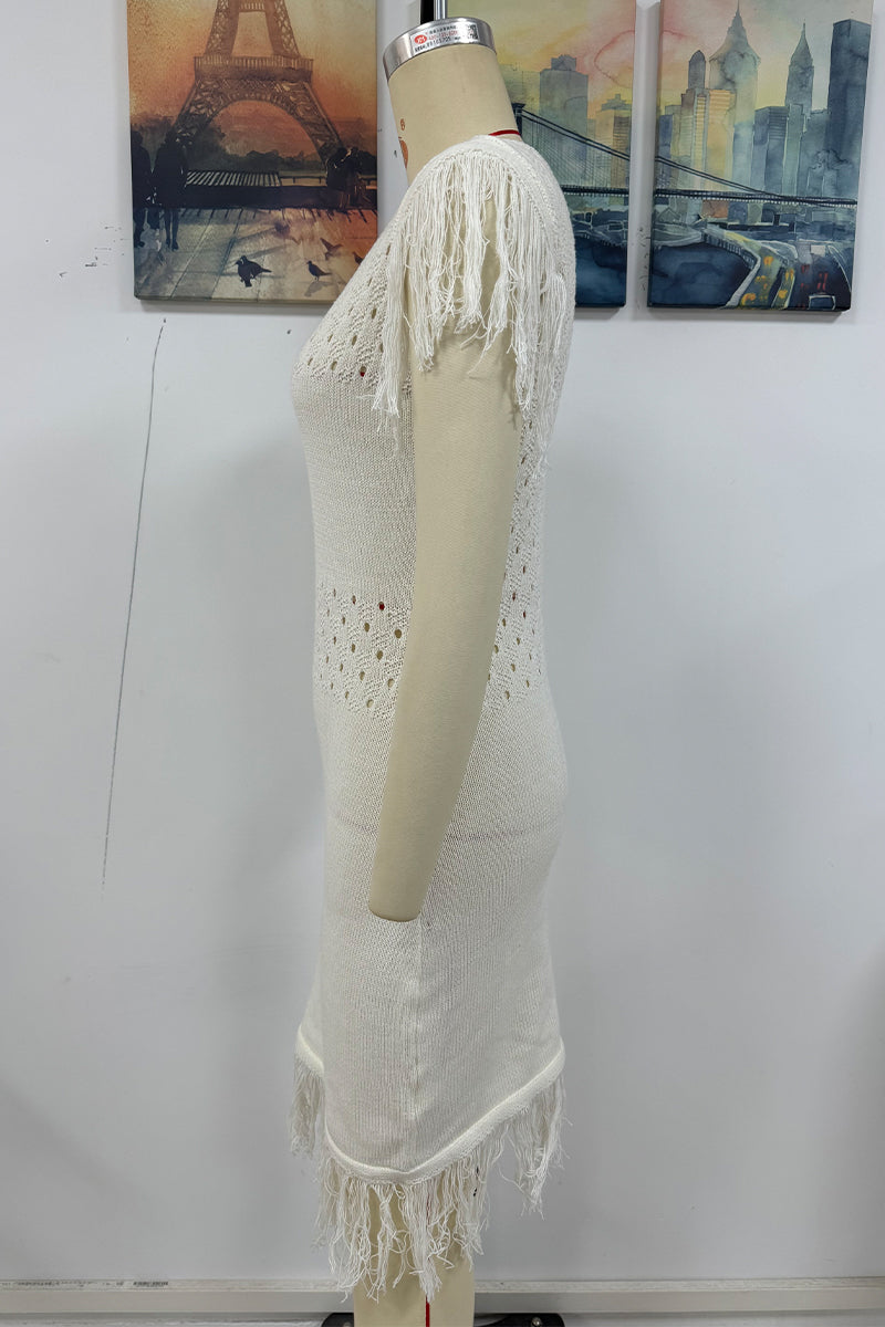 Bohonini Casual Hollow Out O Neck Sweater Dress for Women