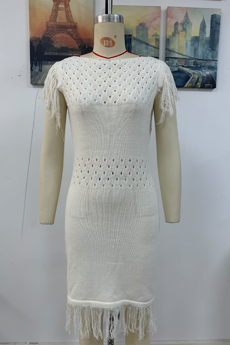 Bohonini Casual Hollow Out O Neck Sweater Dress for Women