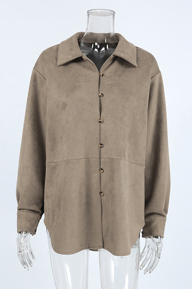 Casual Buttons Turndown Collar Blouses