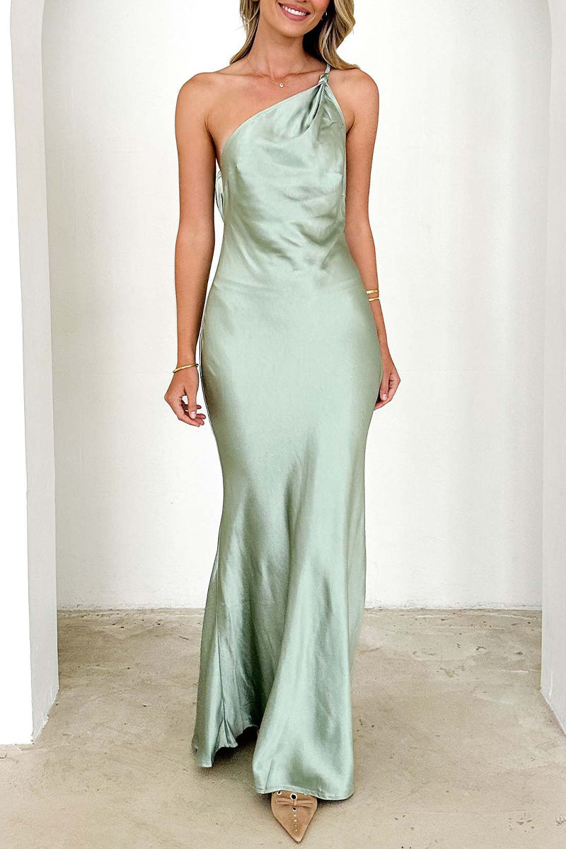 Sexy Backless Adjustable Sloping Shoulder Long Dresses - Fashionpara