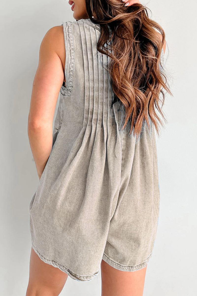 Casual Street Pocket Lace Up V Neck Sleeveless Loose Denim Jumpsuits(9 Colors)