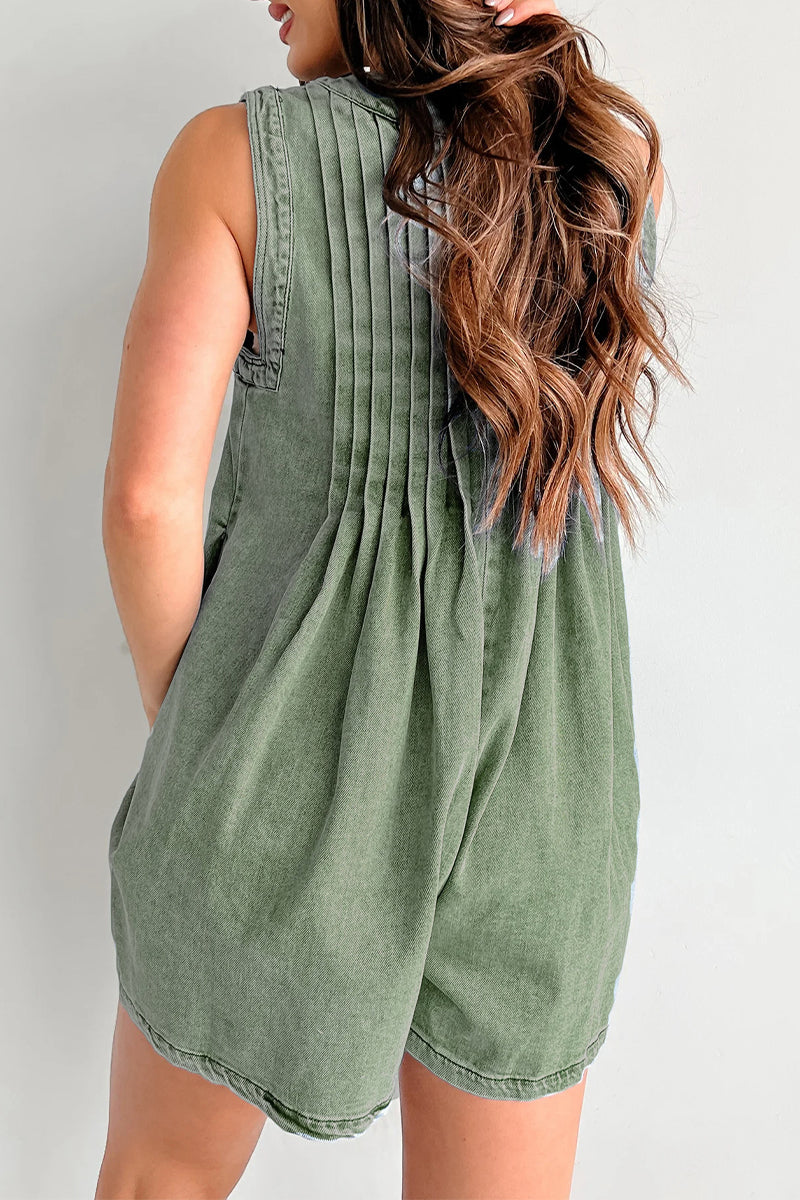 Casual Street Pocket Lace Up V Neck Sleeveless Loose Denim Jumpsuits(9 Colors)