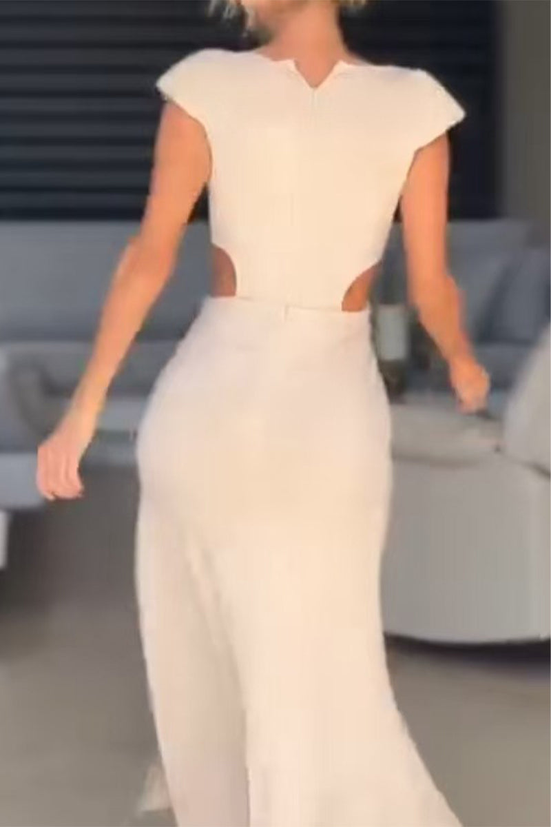 Sexy Slit Ruched Flower Shape V Neck Evening Dresses - Fashionpara