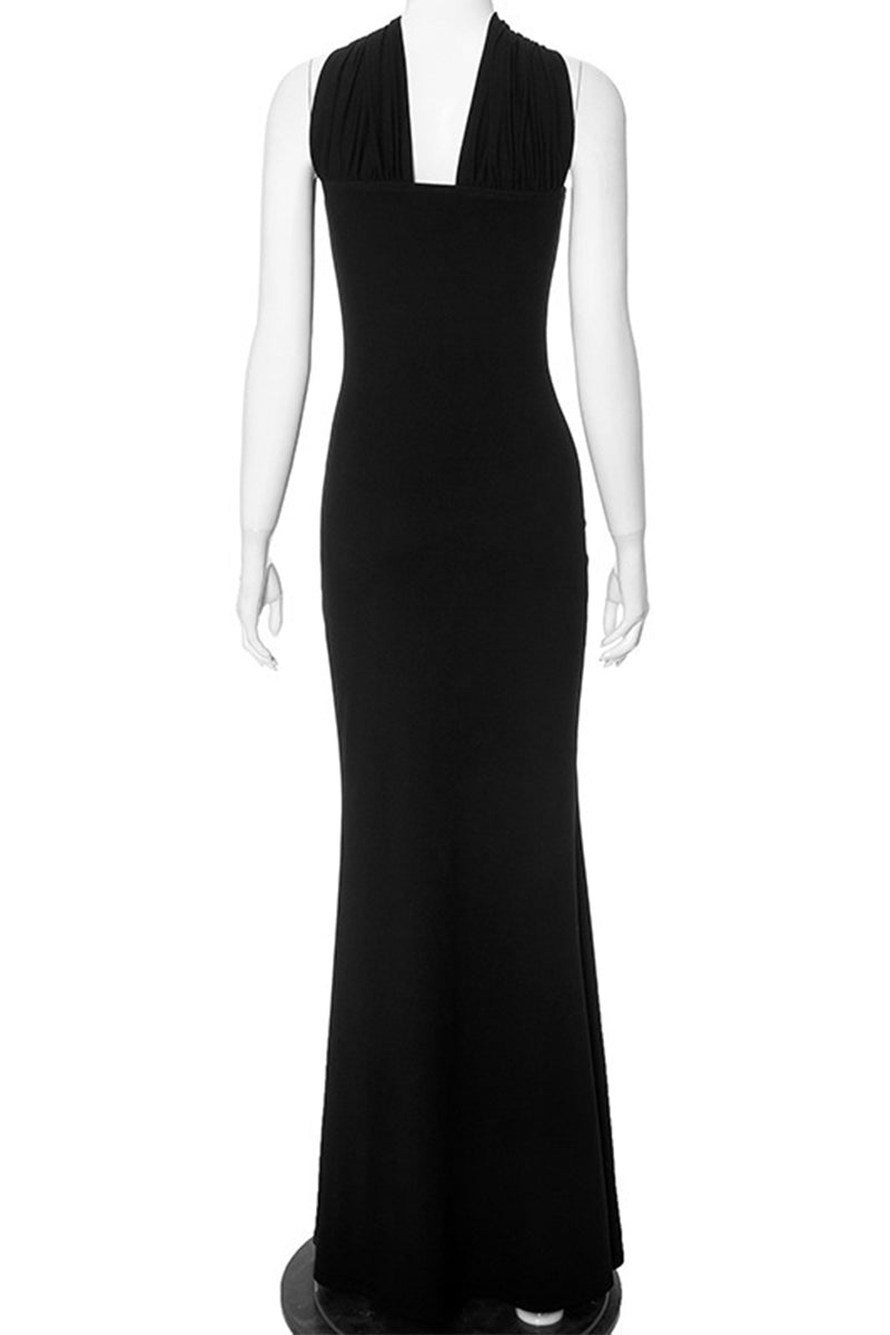 Sexy Patchwork Halter Long Dresses(3 Colors) - Fashionpara