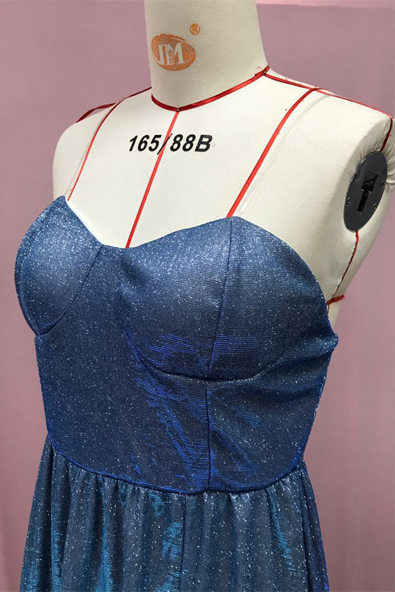 Sexy Slit Sequined Strapless Evening Dresses - Fashionpara