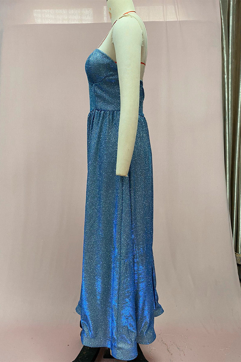 Sexy Slit Sequined Strapless Evening Dresses - Fashionpara