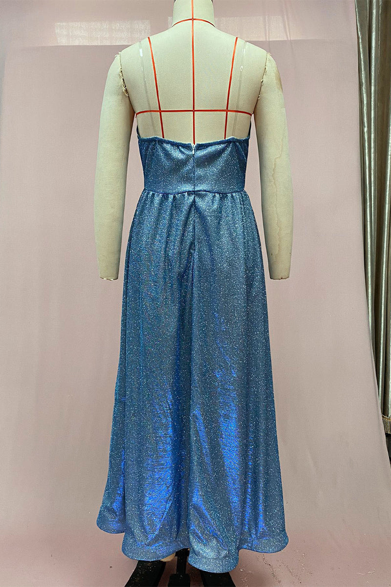 Sexy Slit Sequined Strapless Evening Dresses - Fashionpara