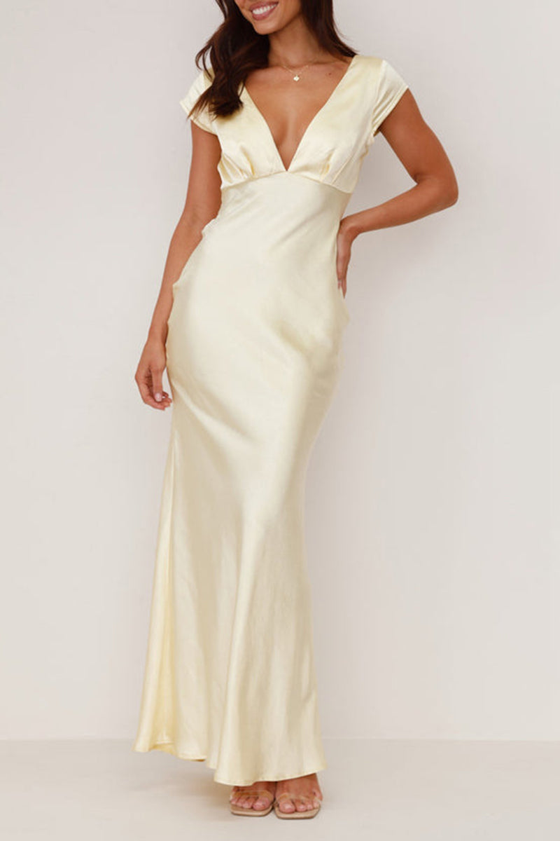 Sexy Backless V Neck Long Dresses(3 Colors) - Fashionpara