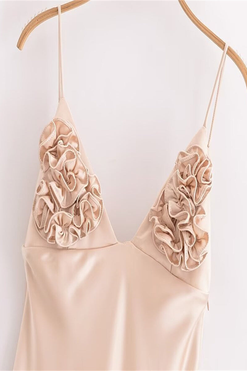 Sexy Patchwork Flowers V Neck Sling Dresses - Fashionpara