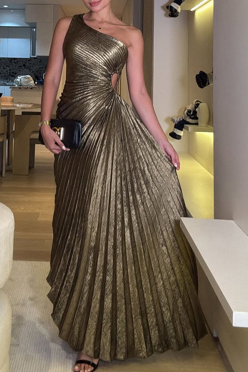 Sexy Irregular Pleated Sloping Shoulder Evening Dresses - Fashionpara