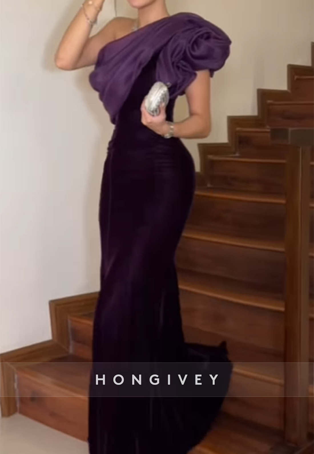 Shoulder Flower Formal Dresses Trumpet Floor-Length One Shoulder Evening Gown
