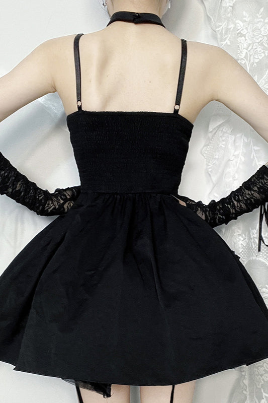 Sexy Cross Halter Strap Gothic Dress