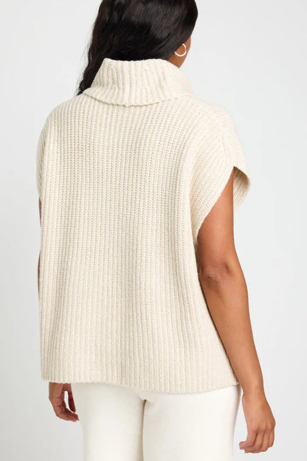 Luxe Knit Turtle Neck Cap Sleeve Sweater for Effortless Style
