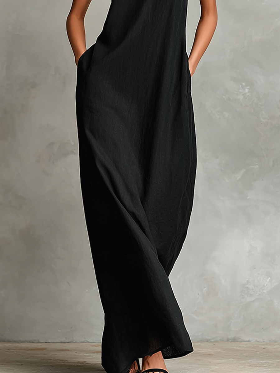 High Neck Sleeveless Pocket Maxi Dress 4