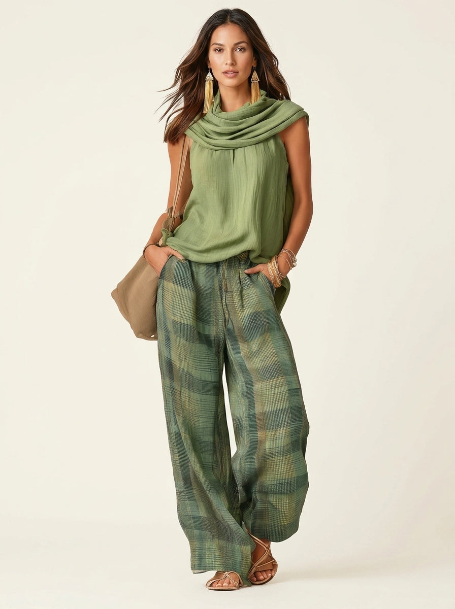 Cowl Neck Sleeveless Draped Top