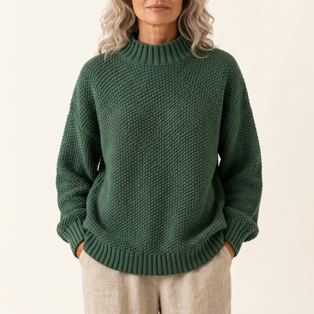 Mock Neck Long Sleeve Chunky Knit Sweater