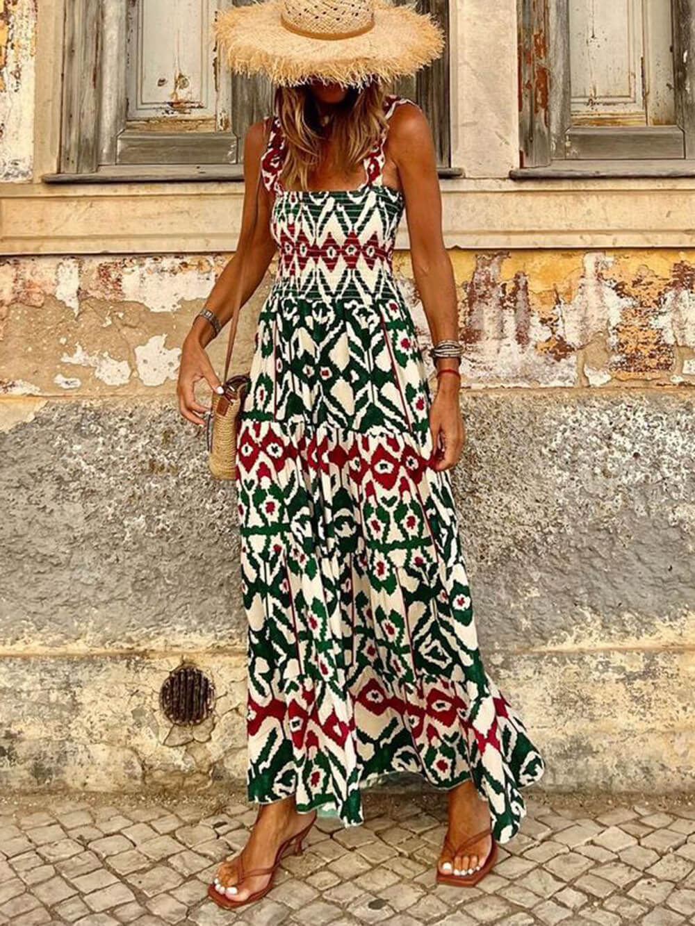 Unique Beach Vacation Printed Halter Hem Dresses - Fashionpara