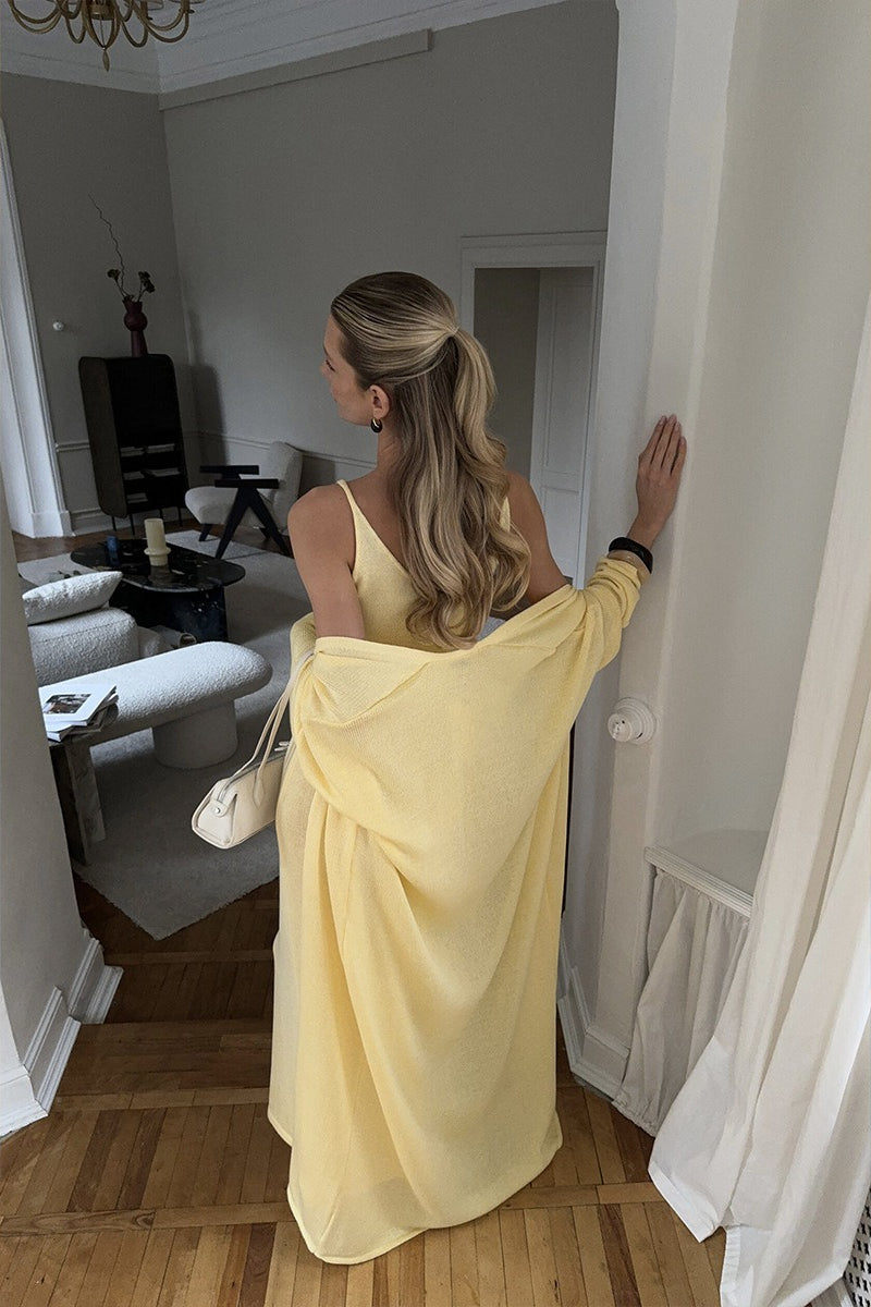 Soft Knit Cutout Tank Dress and Cardigan Set for Stylish Comfort