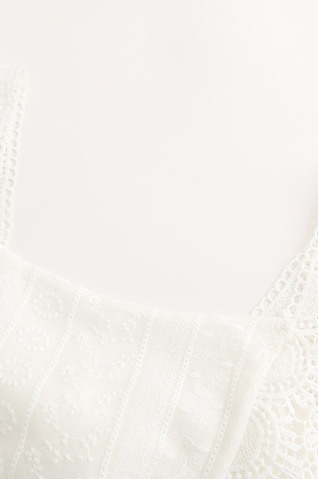 Boho Lace Ruffle Mini Beach Dress