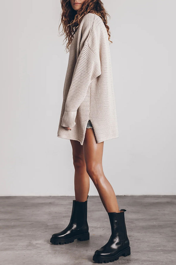 Oversized Slit Side Sweater for Effortless Cozy Style
