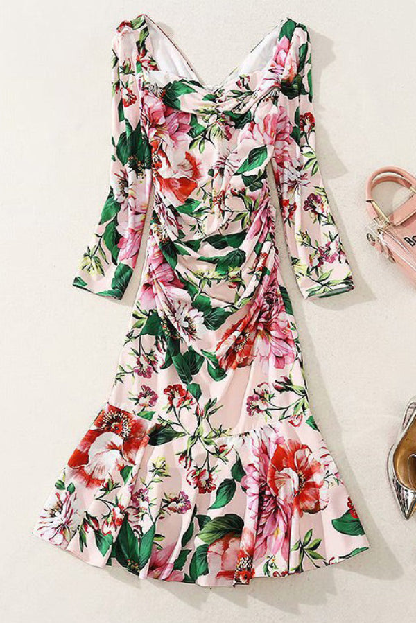 Kate Middleton Midi Mermaid Print Dress