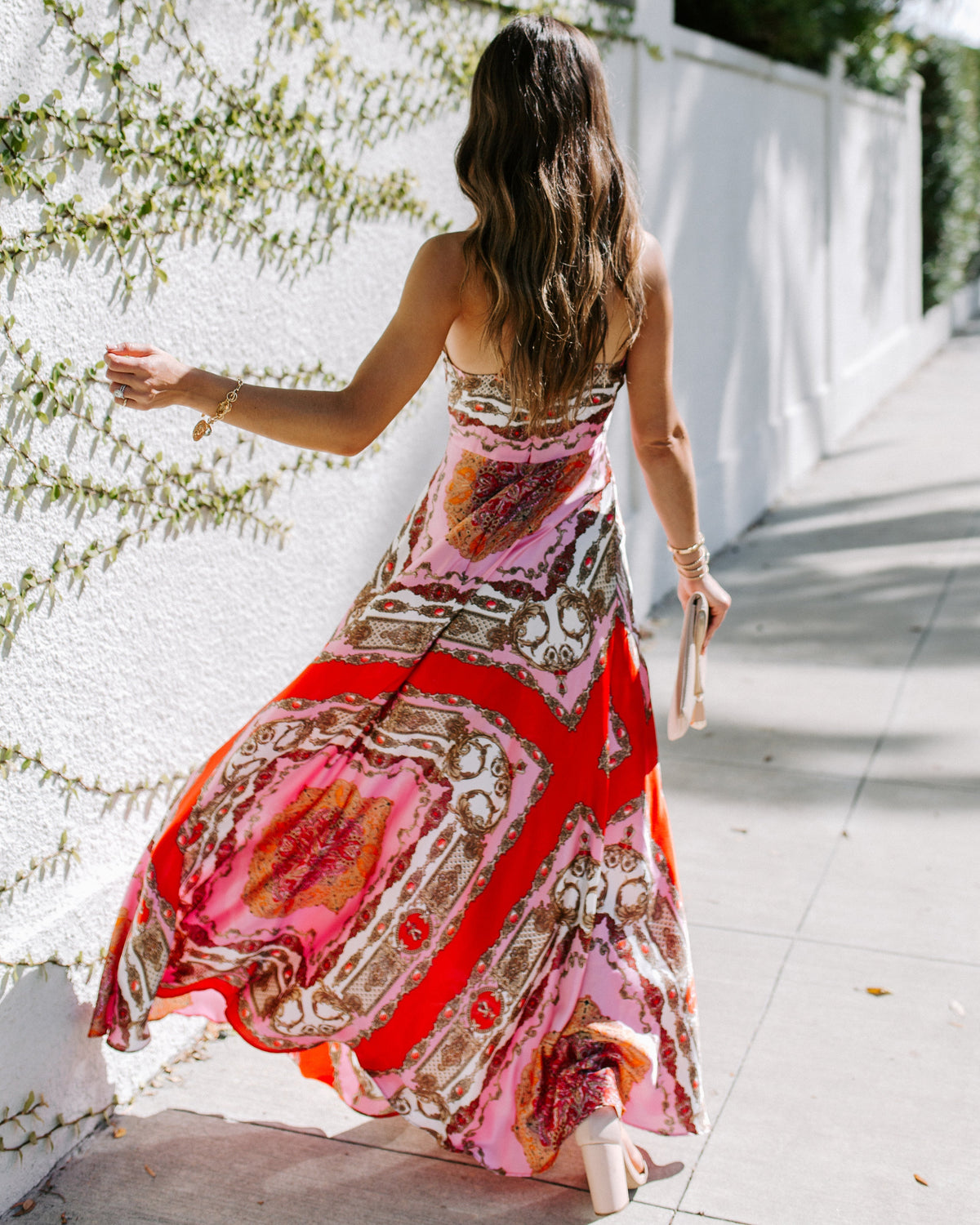 Scarf Print Halter Neck Sleeveless Maxi Dress