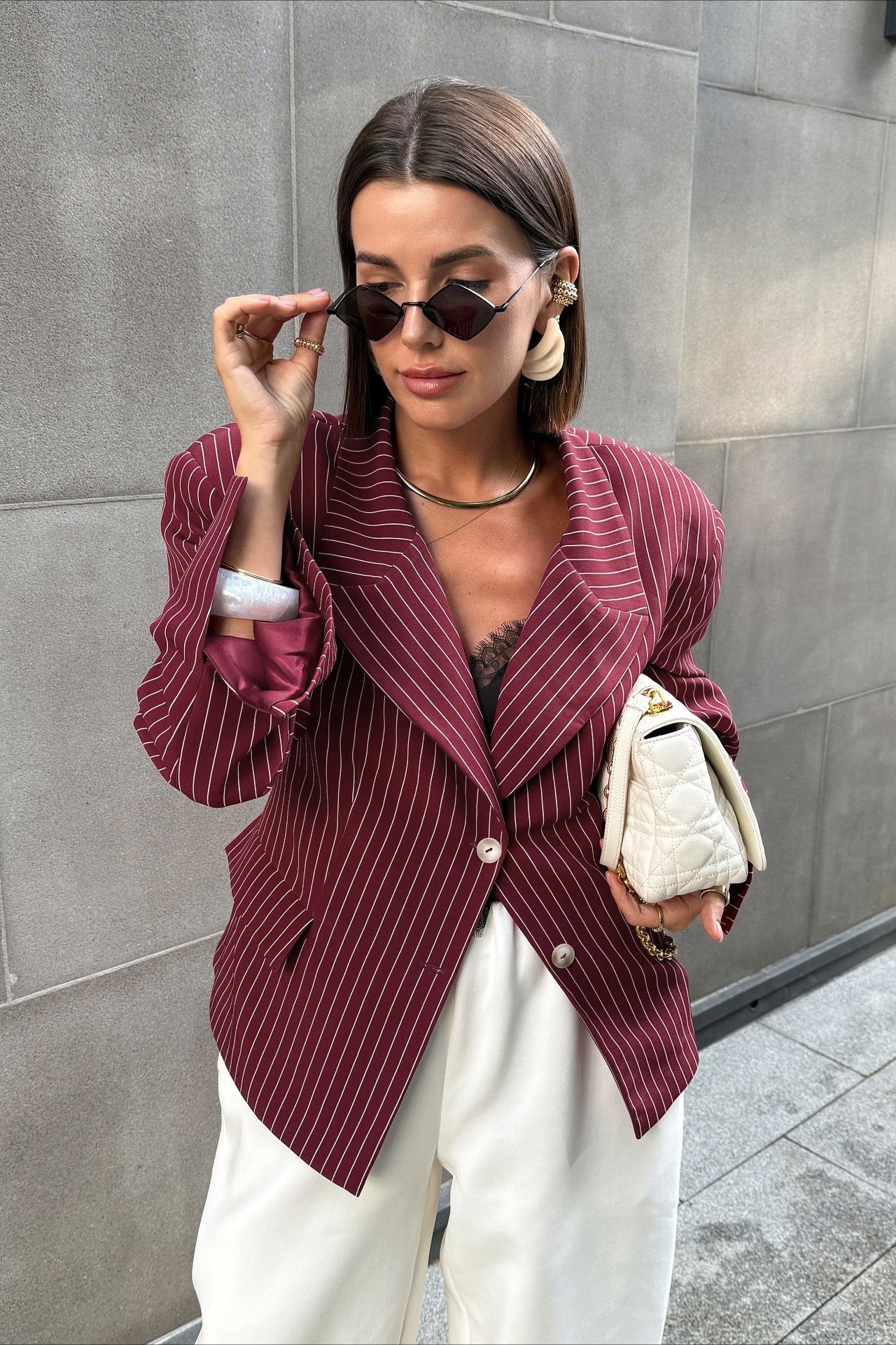 Tailored Striped Blazer Coat for Sophisticated Style