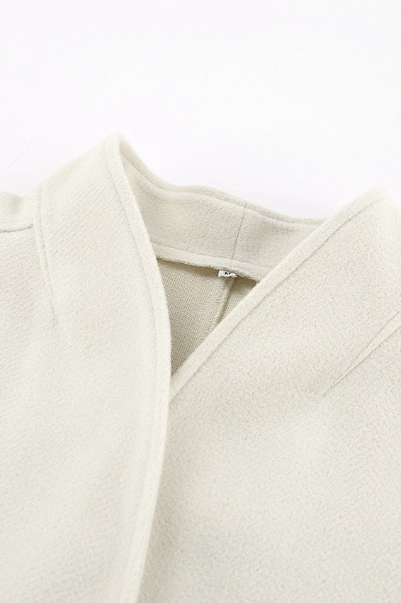 Beige Wool V-Neck Jacket