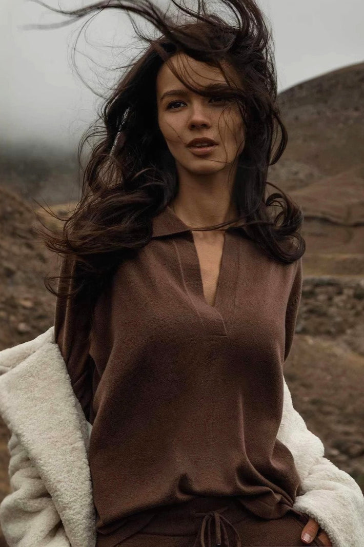 PrincessAce French-Style Lapel Knit Sweater for Elegance