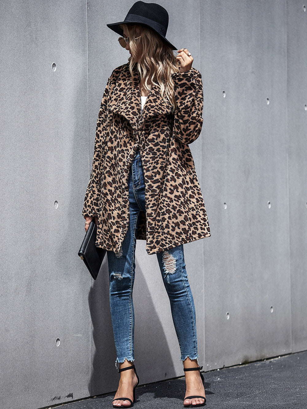Leopard Trench Faux Fur coat