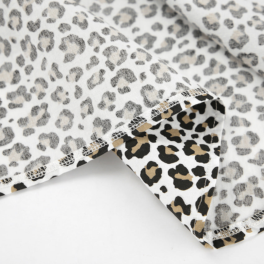 Leopard-Print Collared Long-Sleeve Tiered Mini Dress 18