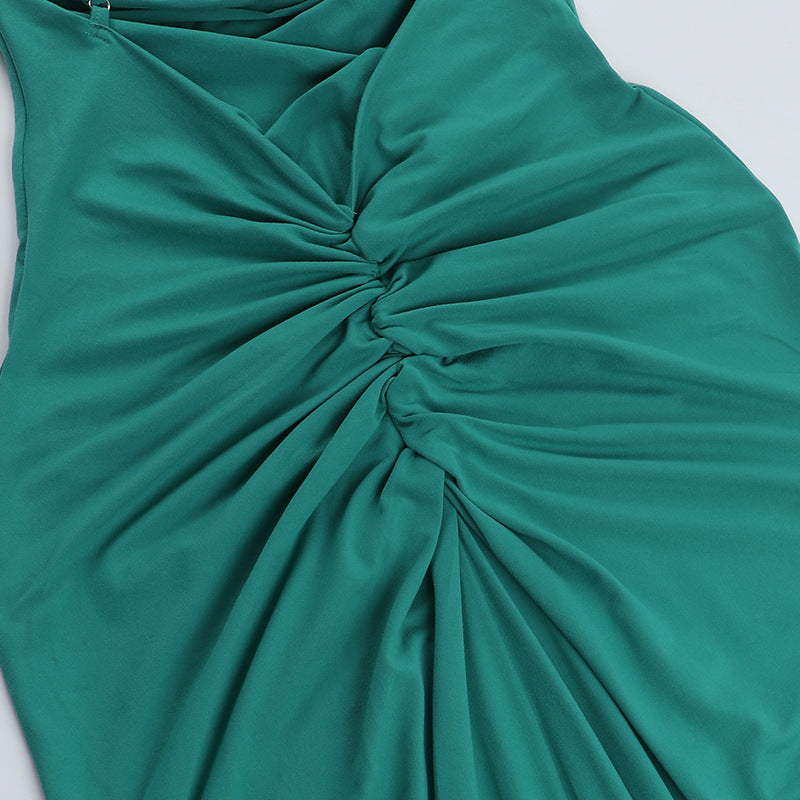 Cowl Neck Spaghetti Strap Ruched Bodycon Maxi Dress 18