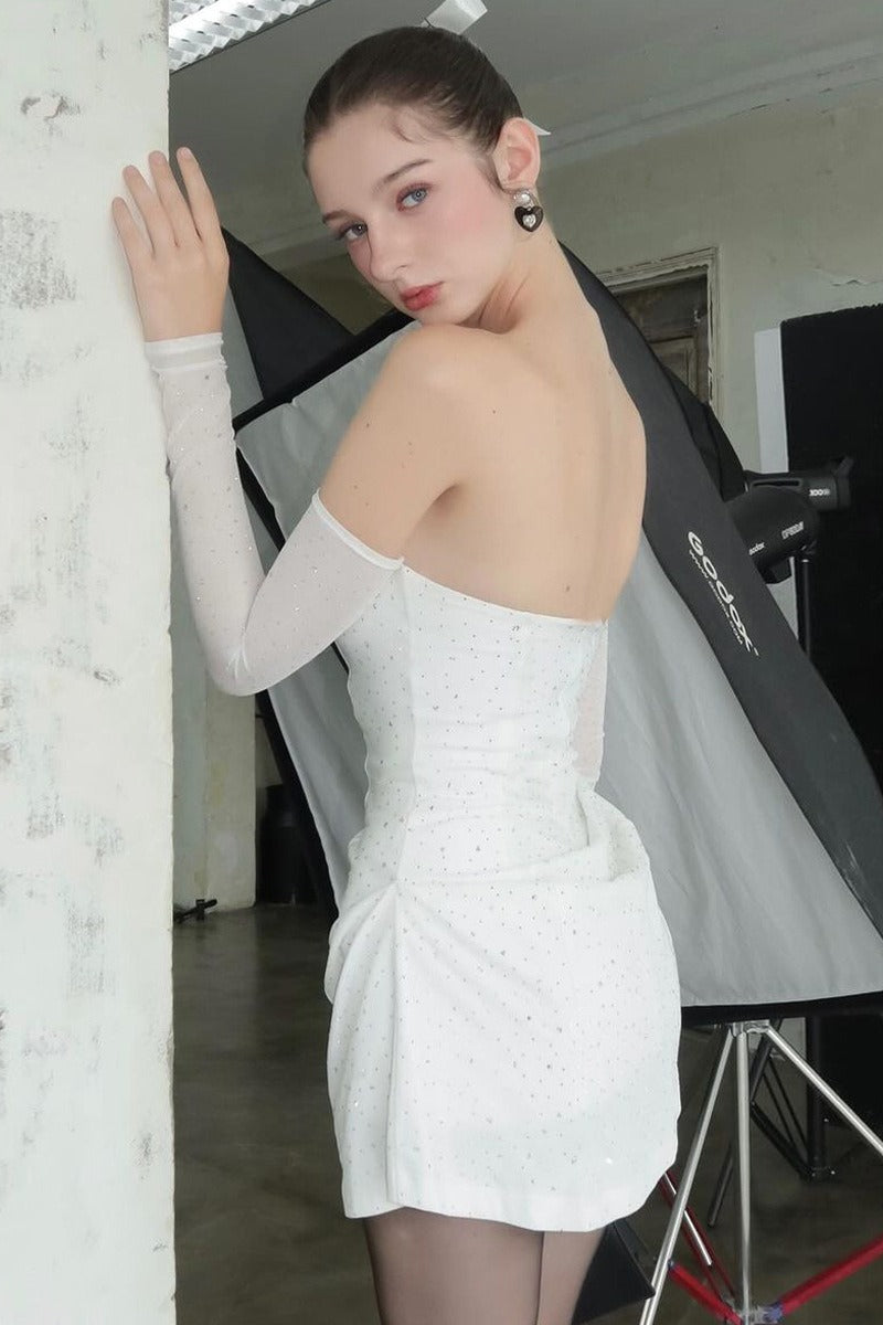 Stretch Shiny Off-Shoulder Birthday Dress