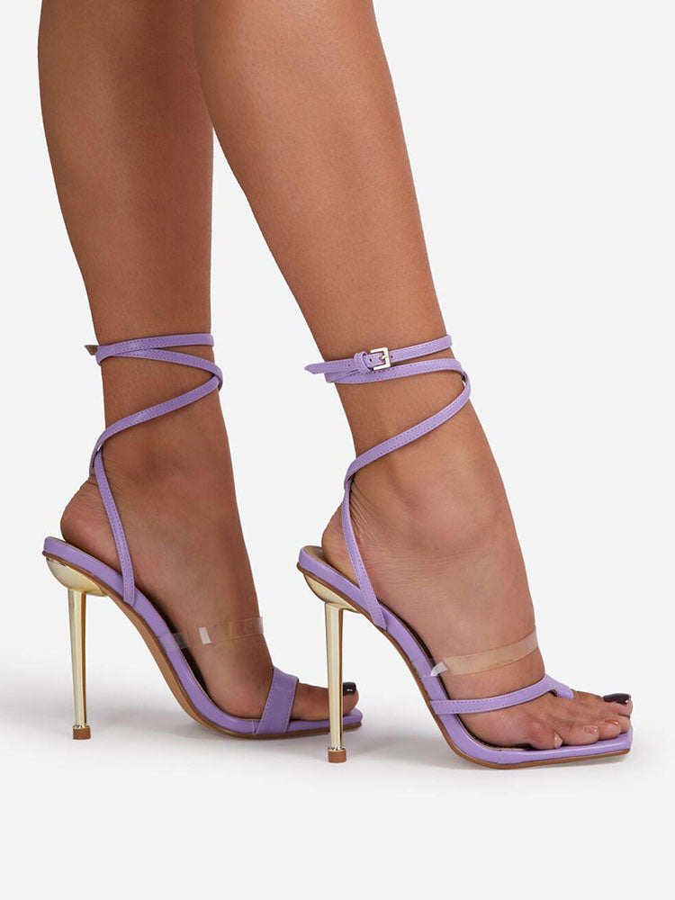 Square Toe Ankle Strap Heels