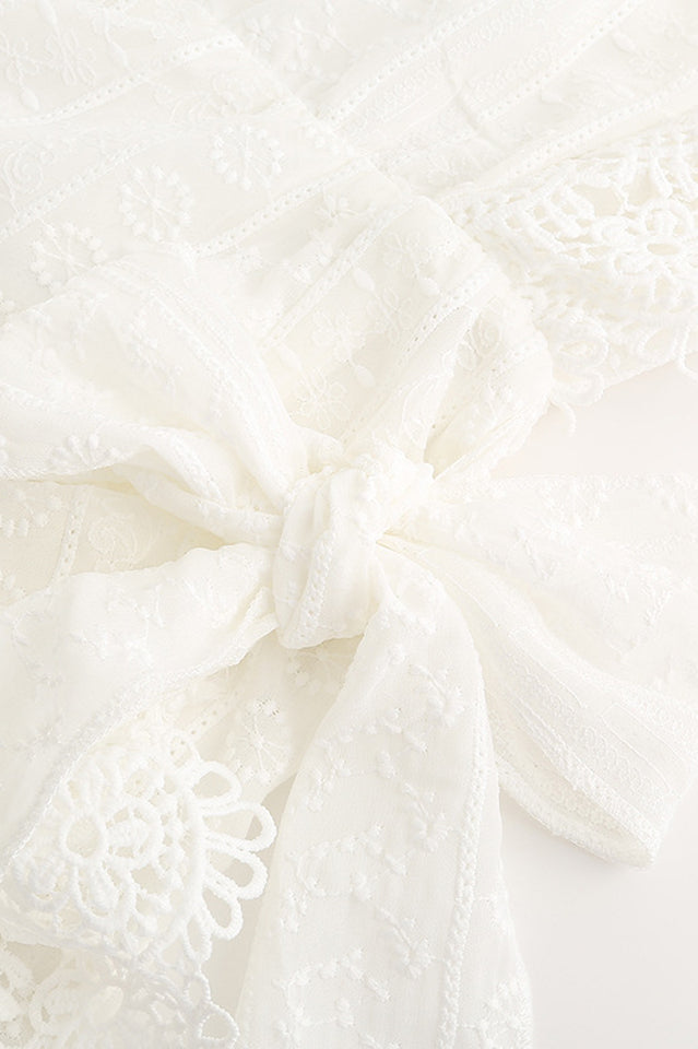 Boho Lace Ruffle Mini Beach Dress