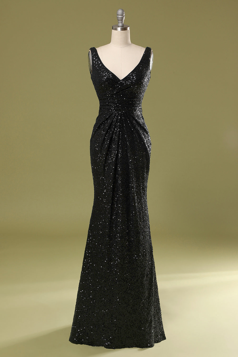 Long Black Sequins Dress - Fashionpara