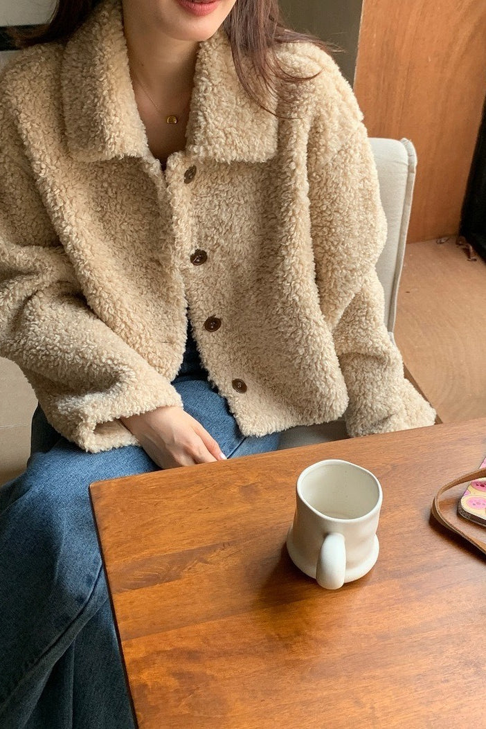 Thickened Lapel Cropped Coat - Fashionpara