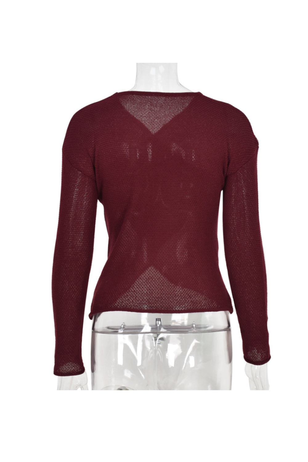 RadyRin Front Cross Long Sleeve Solid Color Sweater