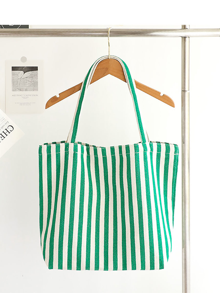 Casual Stripe Shoulder Canvas Bag