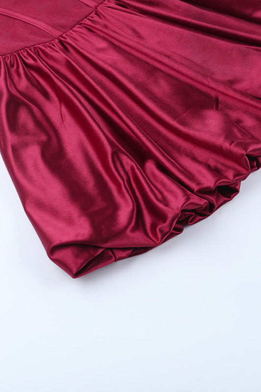 Sexy Satin Patchwork Waist-Cinched Tulip Hem Party Dress