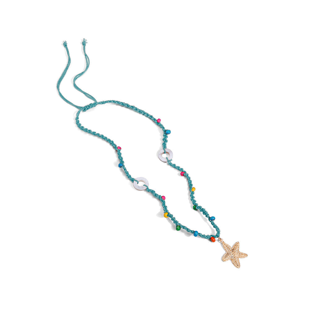 Woven Ethnic Wind Shell Starfish Necklace