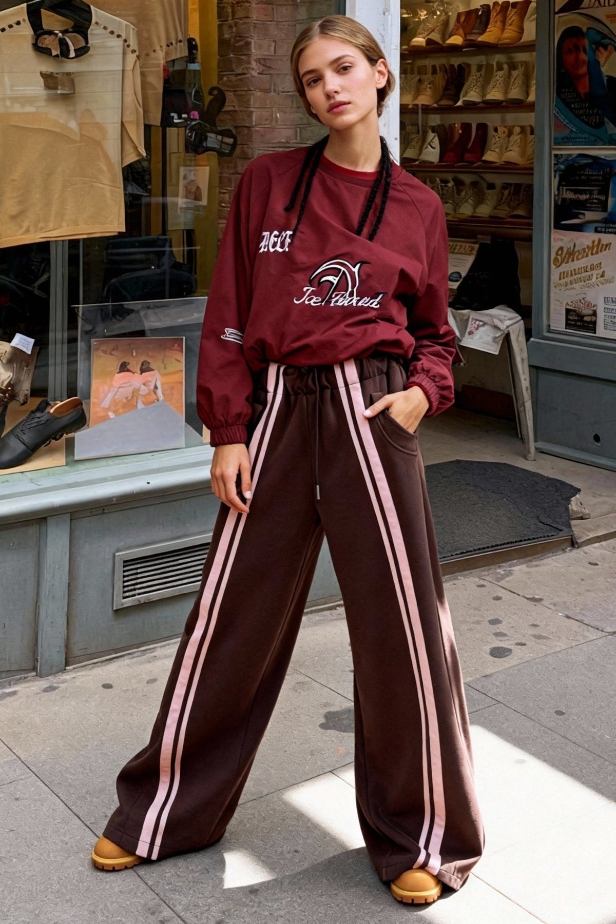 Streetwear Drawstring High-Waist Wide Pants