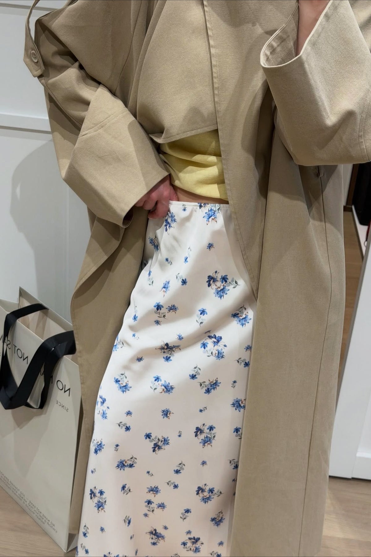 Floral Satin Midi Skirt